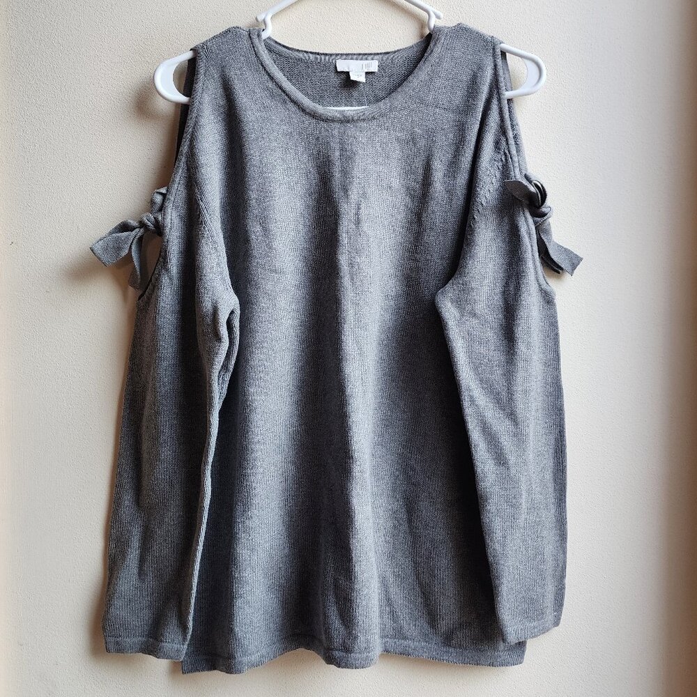 NWT J. Jill Gray Cold Shoulder Sweater Size Medium